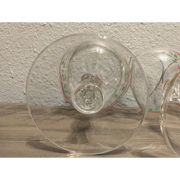 3 Vintage Christmas Holly Wine Glasses Gold Rim Arby’s Style Holiday Goblets Set - Picture 7 of 8